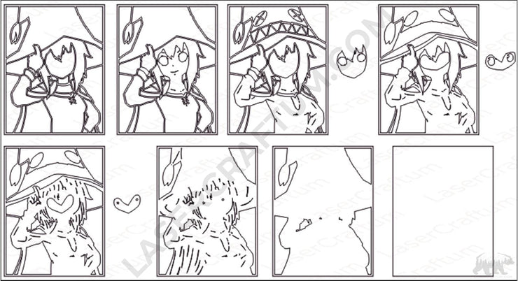 Megumin Layered Design for cutting - LaserCraftum