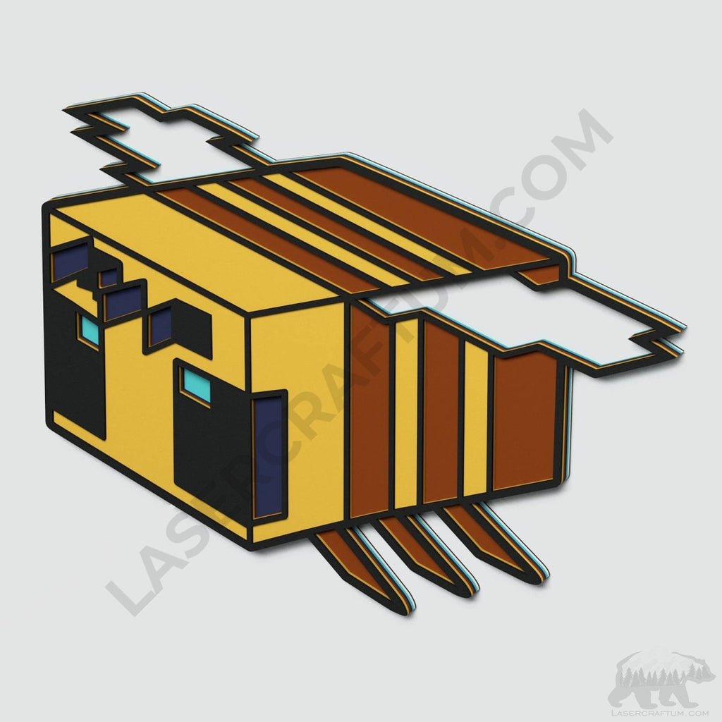 Minecraft Bee Layered Design for cutting - LaserCraftum