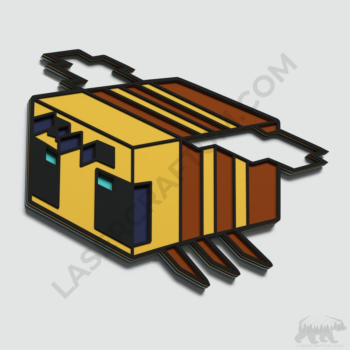 Minecraft Bee Layered Design for cutting - LaserCraftum