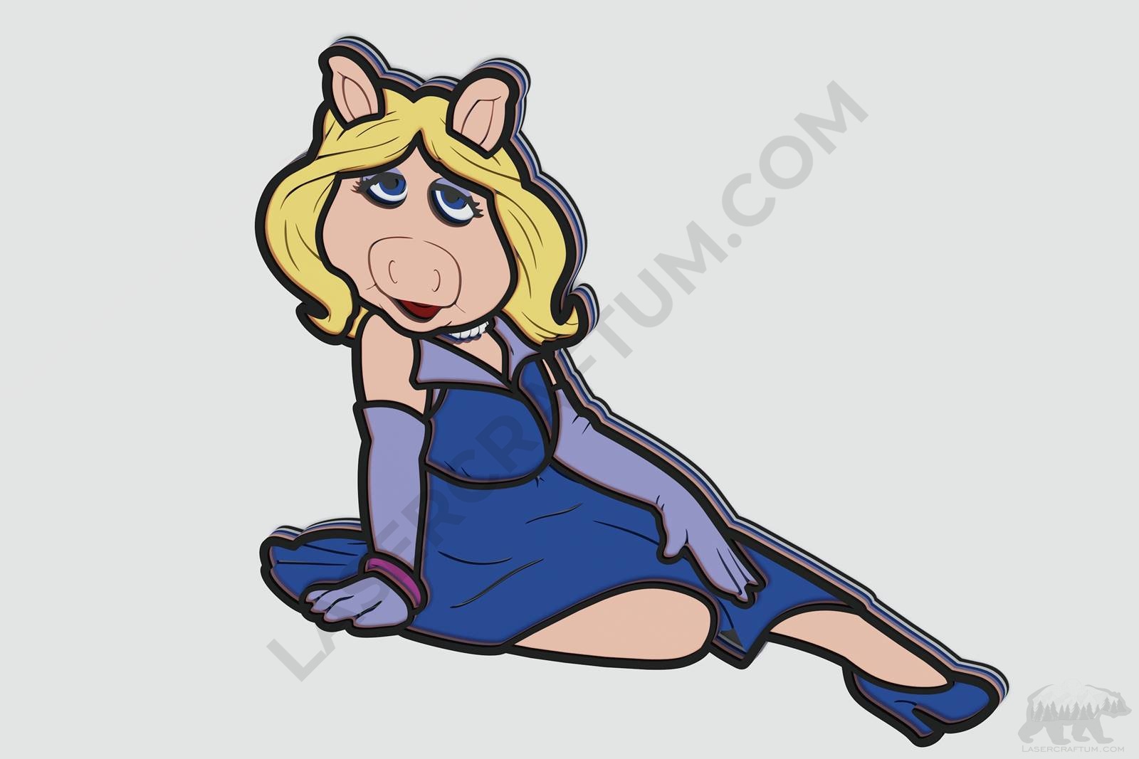 Miss Piggy Layered Design for cutting - LaserCraftum