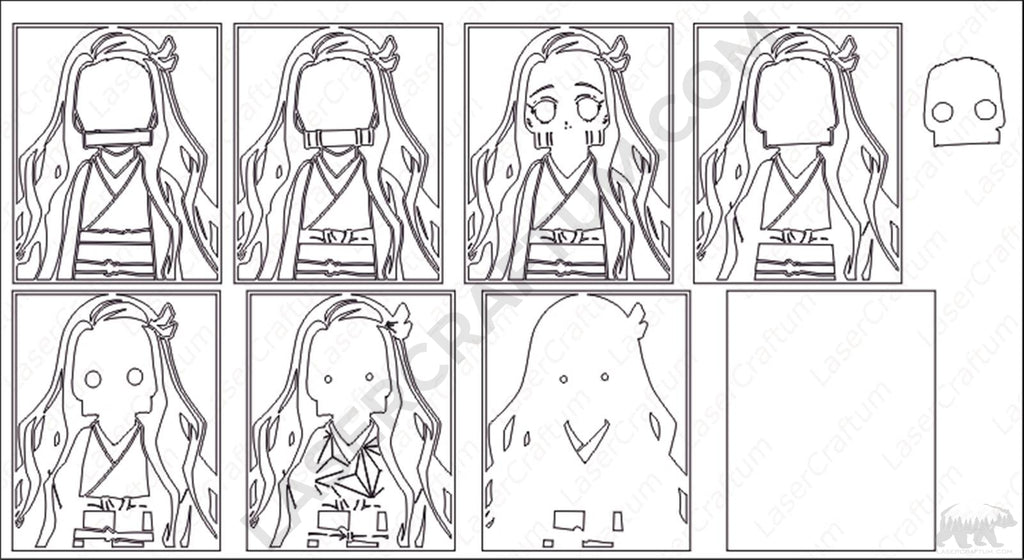 Nezuko Layout Nezuko (Demon Slayer) Layered Design for cutting - LaserCraftum