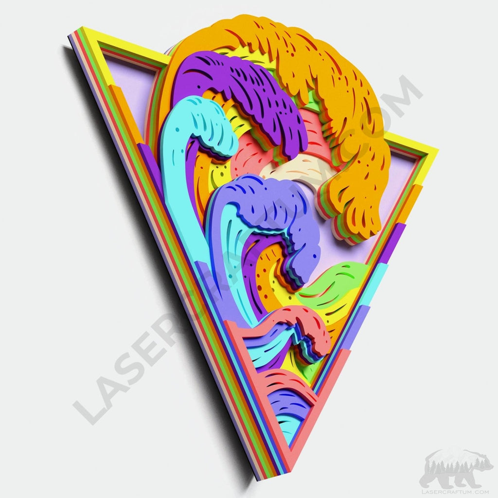 Ocean Wave Layered Design for cutting - LaserCraftum