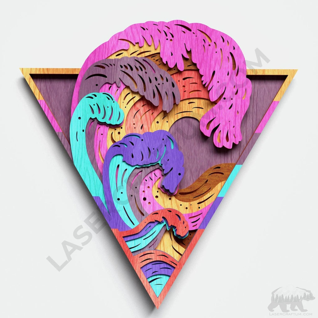 Ocean Wave Layered Design for cutting - LaserCraftum