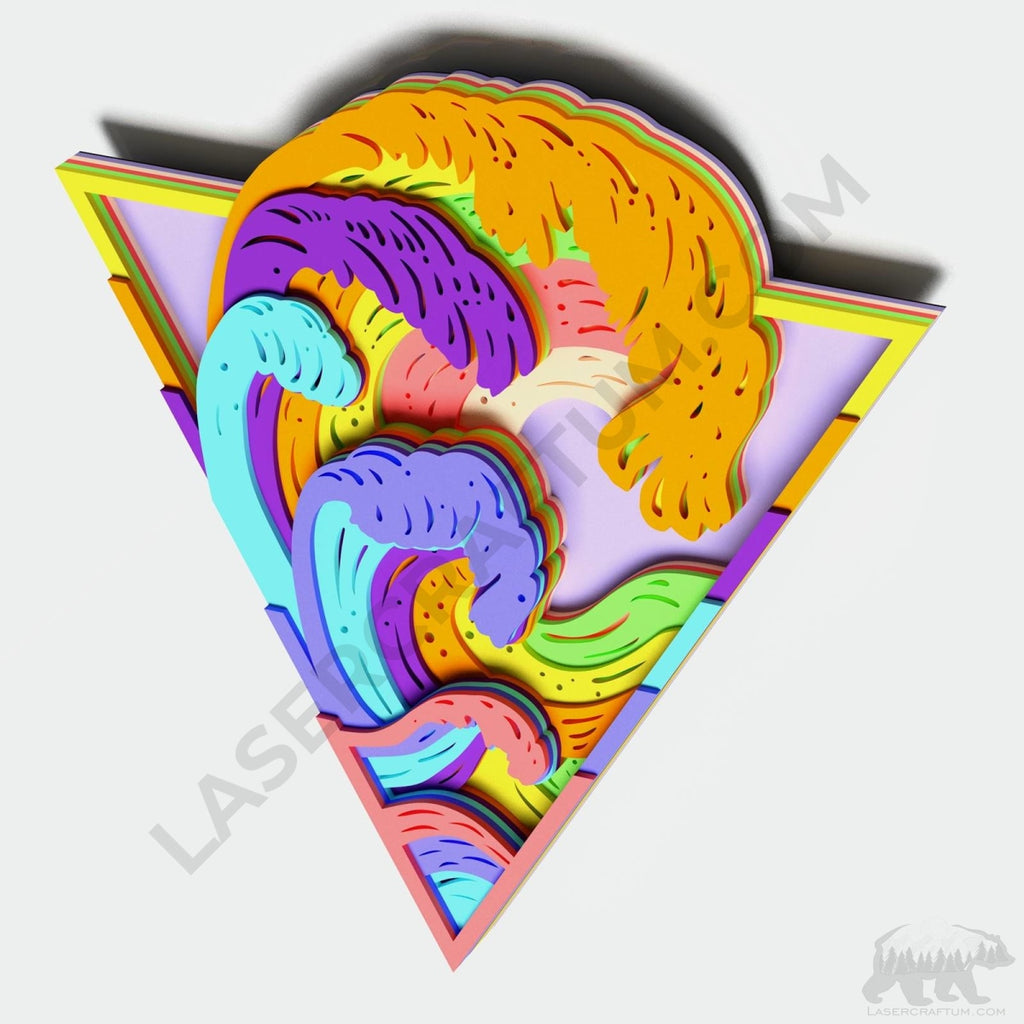 Ocean Wave Layered Design for cutting - LaserCraftum