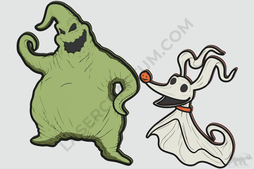 Oogie Boogie & Zero Dog Layered Design for cutting - LaserCraftum