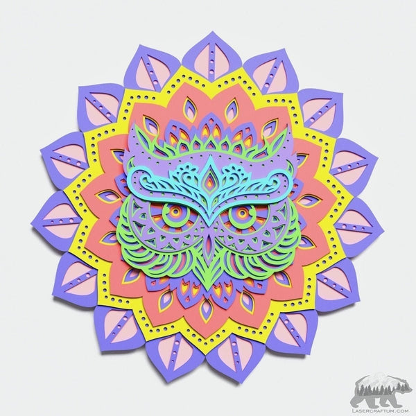 Owl Head Multilayer Design for cutting - LaserCraftum