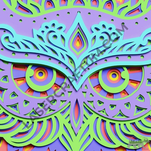 Owl Head Multilayer Design for cutting - LaserCraftum