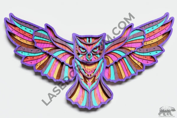 Owl Multilayer Design for cutting - LaserCraftum