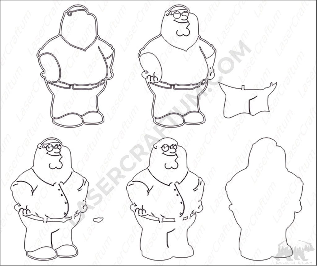 Peter Griffin Layered Design for cutting LaserCraftum