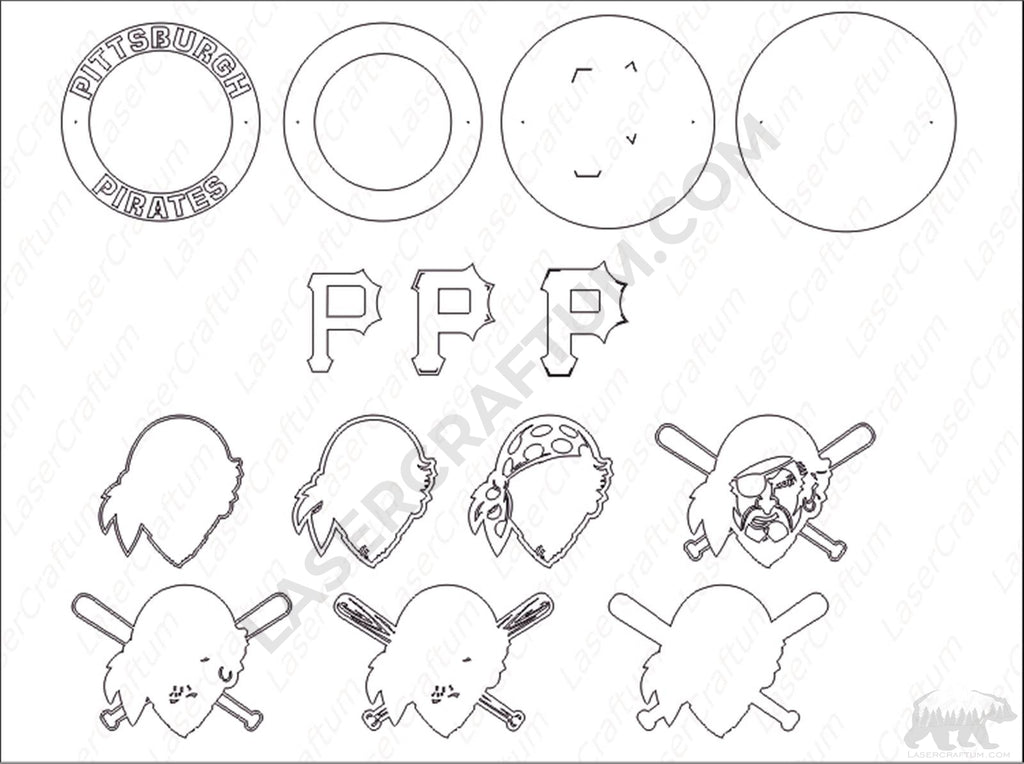 Pittsburgh Pirates Logos Layered Design for cutting - LaserCraftum