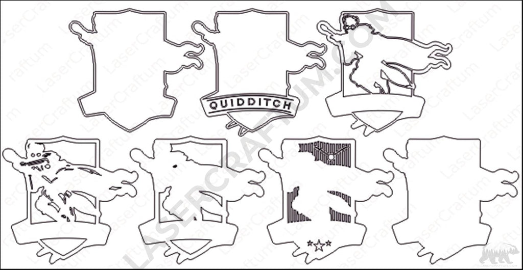 Quiditch Rings Vector Quidditch Crest v2 Layered Design for cutting - LaserCraftum