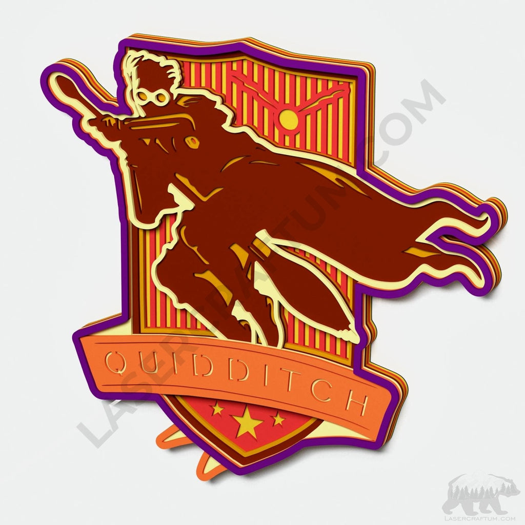 Quiditch Rings Vector Quidditch Crest v2 Layered Design for cutting - LaserCraftum