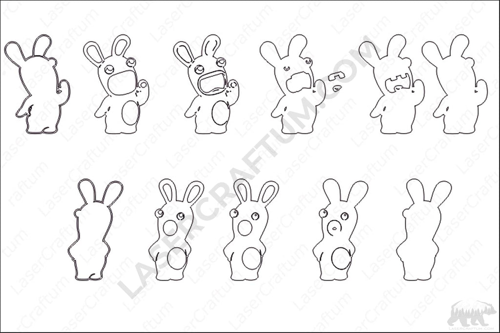 Original Rabbids Design Rabbids Layered Design for cutting - LaserCraftum