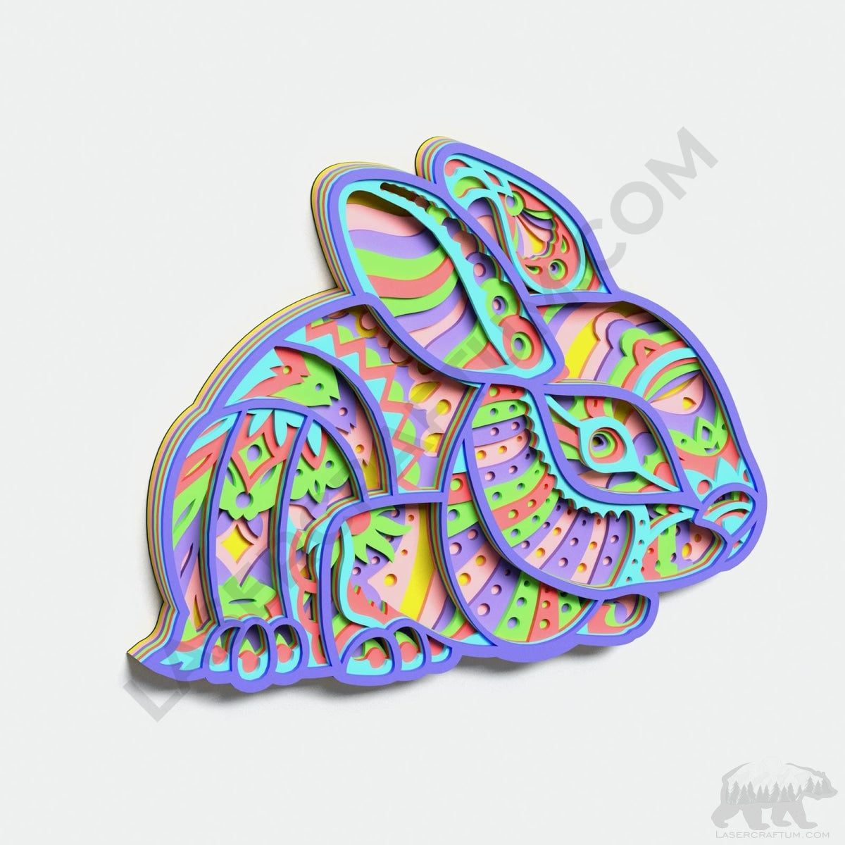 Rabbit Layered Design for cutting - LaserCraftum