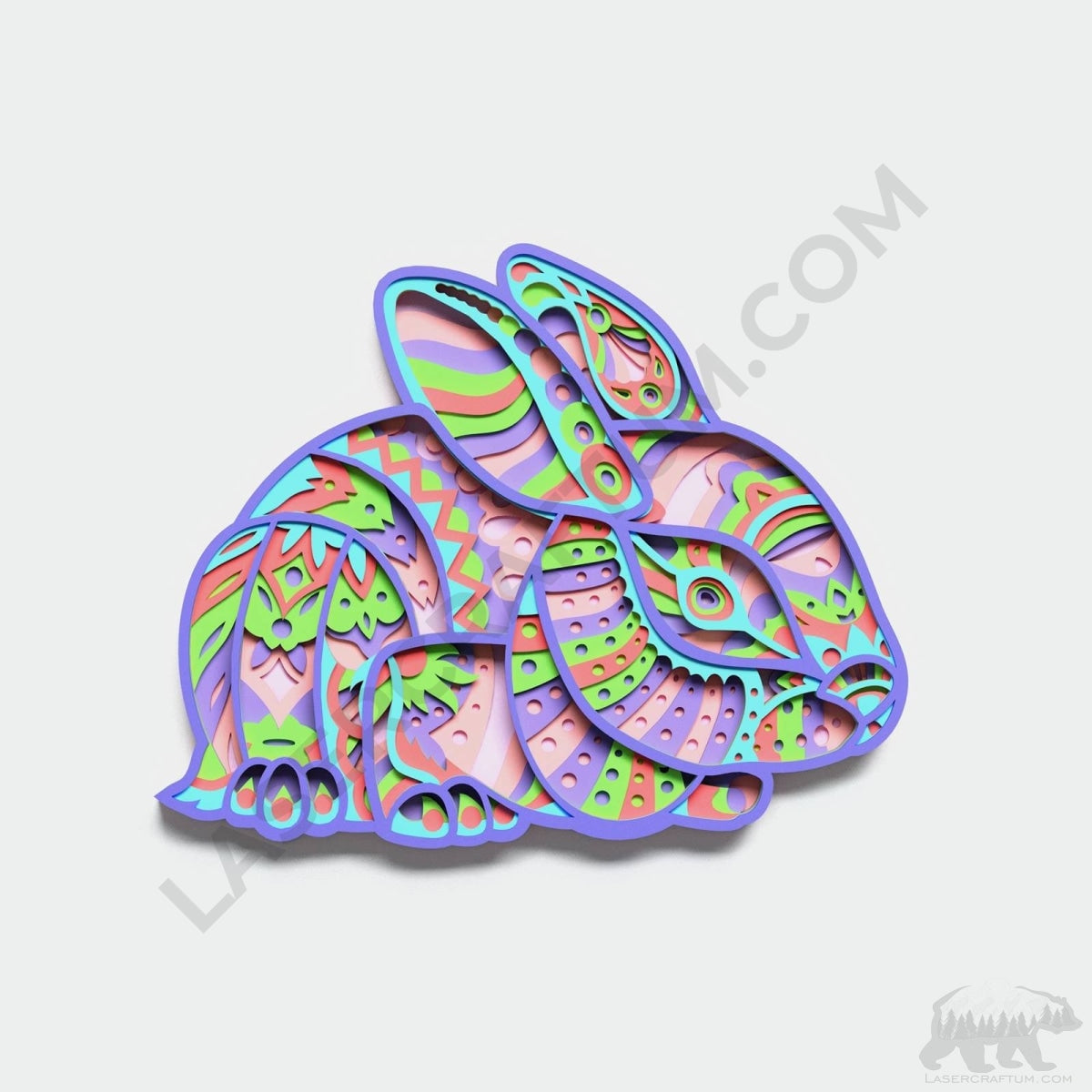 Rabbit Layered Design for cutting - LaserCraftum