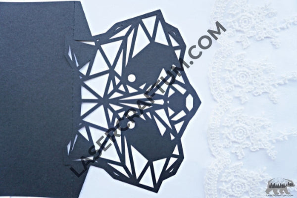 Raccoon envelope template for paper cutting - LaserCraftum