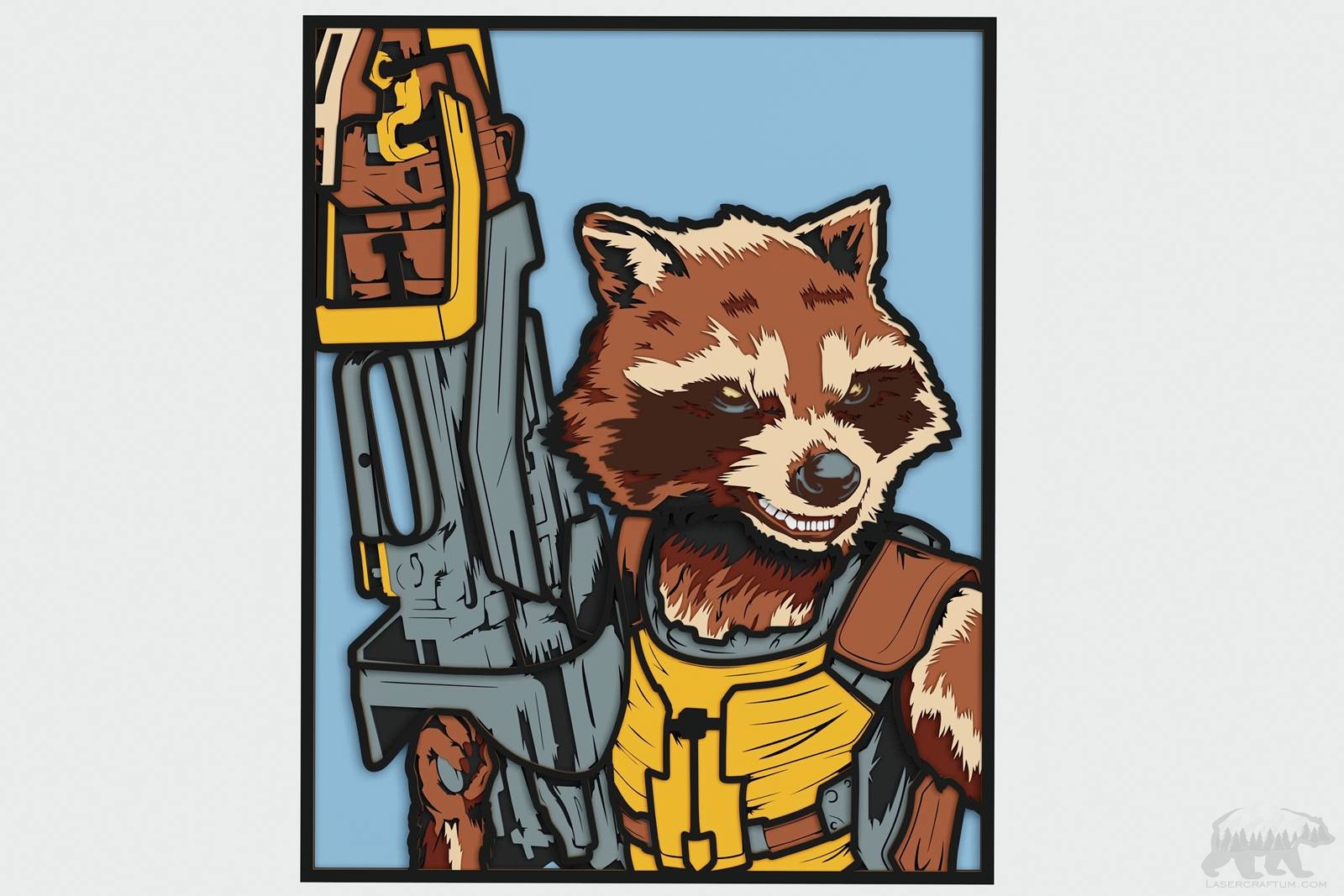 Rocket Raccoon Layered Design for cutting - LaserCraftum