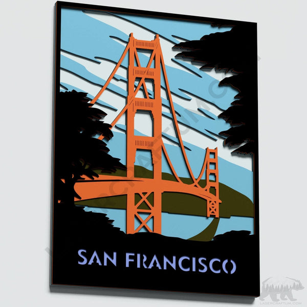 San Francisco Poster Layered Design for cutting
