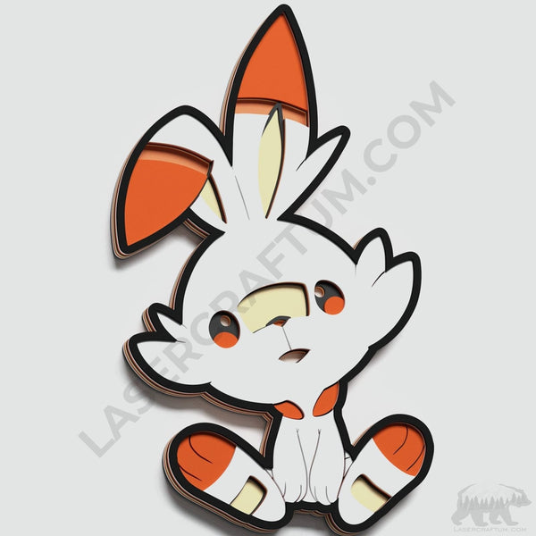 Scorbunny Pokemon Layered Design for cutting