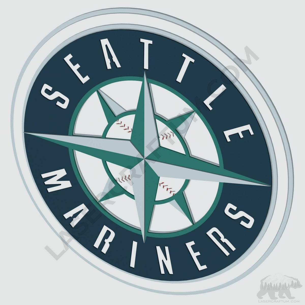 Seattle Mariners Lettering Seattle Mariners Layered Design for cutting - LaserCraftum
