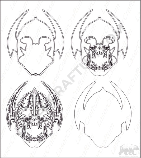 Skull in Helmet Layered Design for cutting