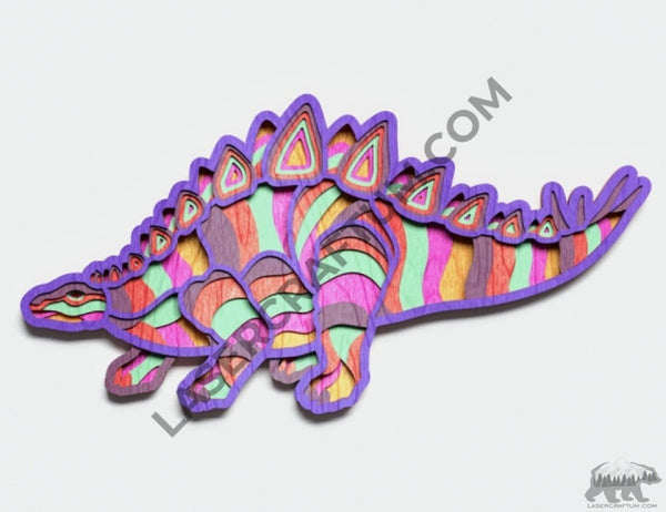 Stegosaurus Multilayer Design for cutting - LaserCraftum