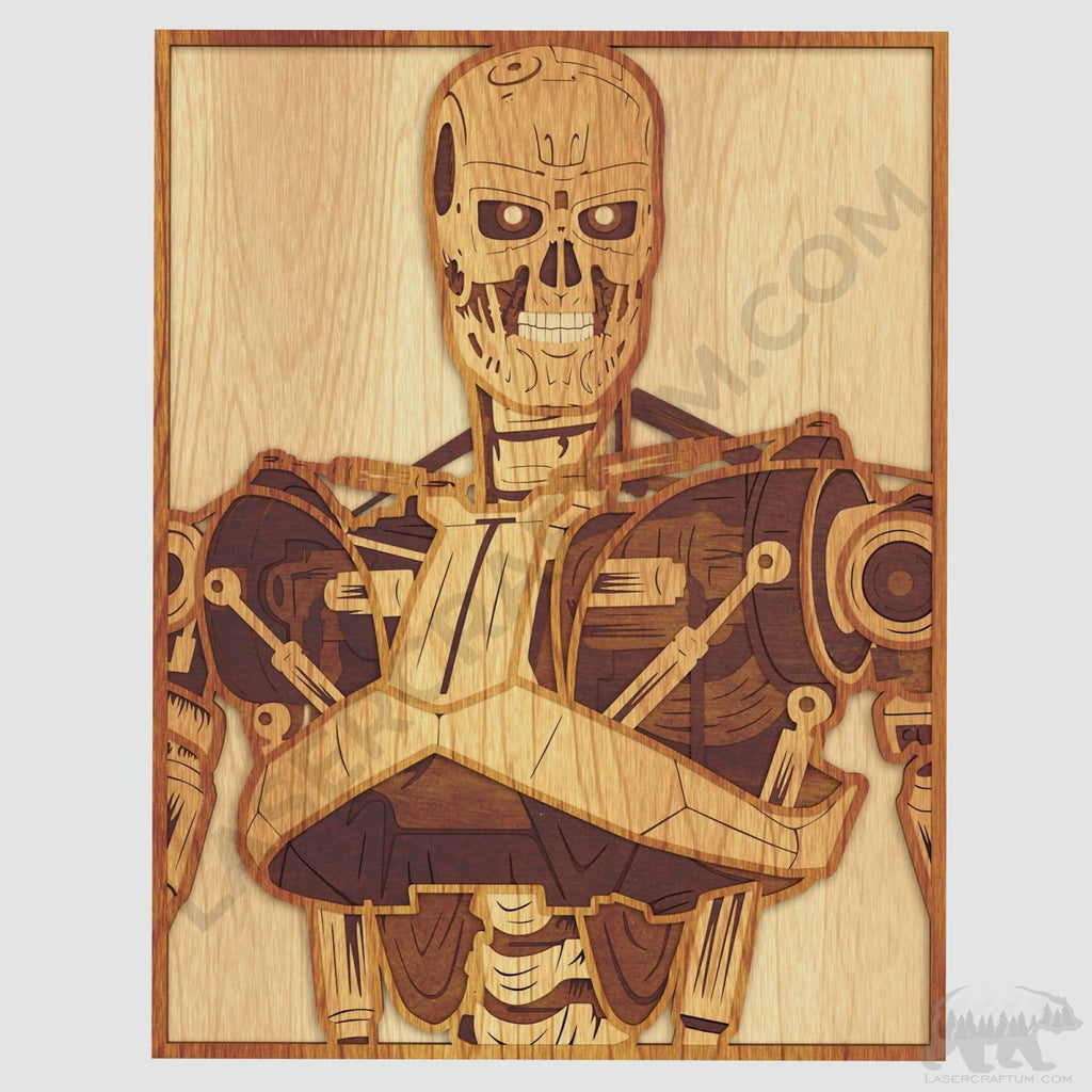 Terminator Shell Layouts Terminator T-800 Layered Design for cutting - LaserCraftum