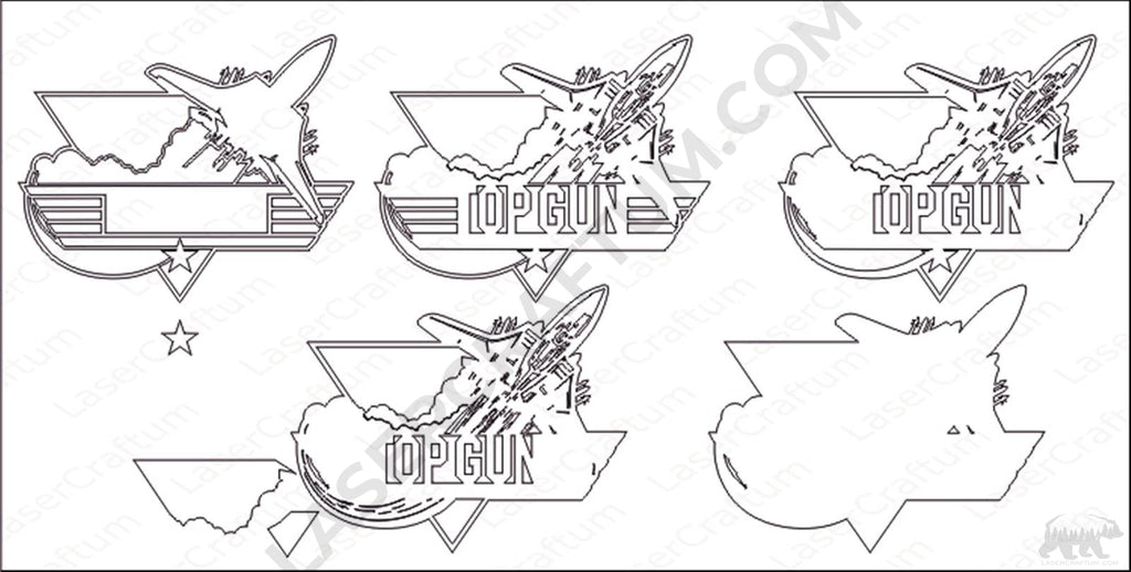 Top Gun Jet Fighter Layered Design for cutting - LaserCraftum