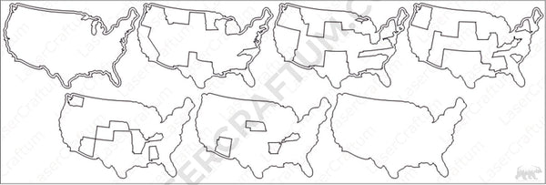 USA Map Layered Design for cutting