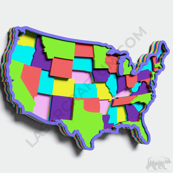 USA Map Layered Design for cutting