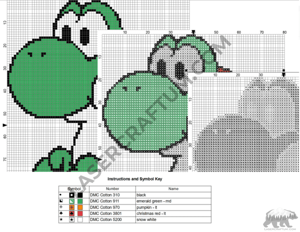 Alpha Pattern Yoshi Small Yoshi Cross Stitch PDF Pattern - LaserCraftum